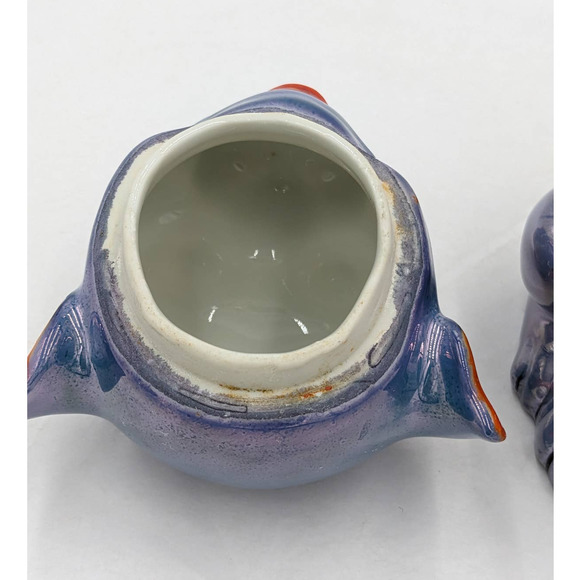 Japanese Bonzo Dog Fu Blue Lusterware Sugar Creamer Hand Painted Anthropomorphic - Picture 11 of 13